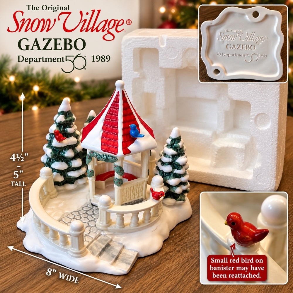 Dept 56 The Original Snow Village Gazebo 1989 Porcelain Christmas Figurine